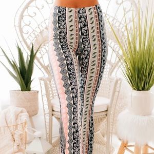 PAISLEY STRIPED BELL BOTTOM PANTS (MULTI)